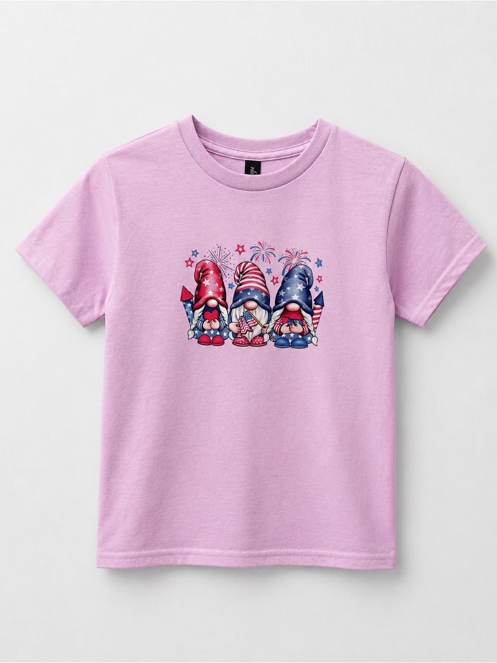 Gildan Pink youth Patriotic Gnome trio shirt- XS